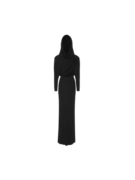 Sustainable Viscose Hooded Dress-SAINT LAURENT-JOHN JULIA