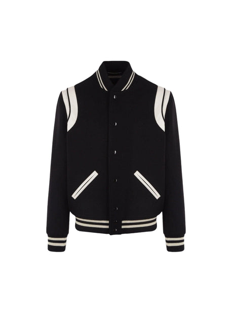 SAINT LAURENT-Teddy Wool Bomber Jacket-JOHN JULIA