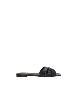 Tribute Smooth Leather Slide Sandals-SAINT LAURENT-JOHN JULIA