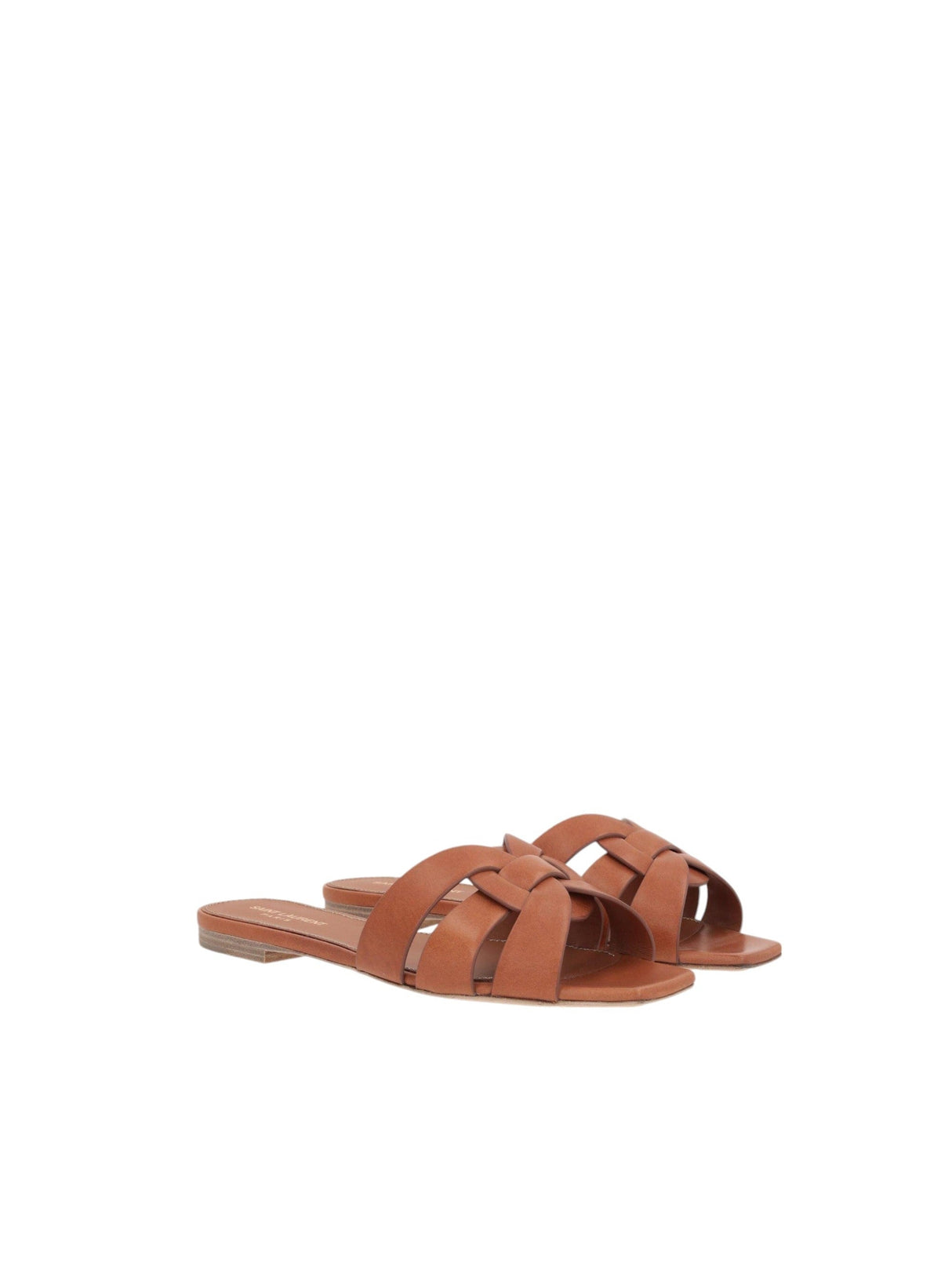 Tribute Smooth Leather Slide Sandals-SAINT LAURENT-JOHN JULIA