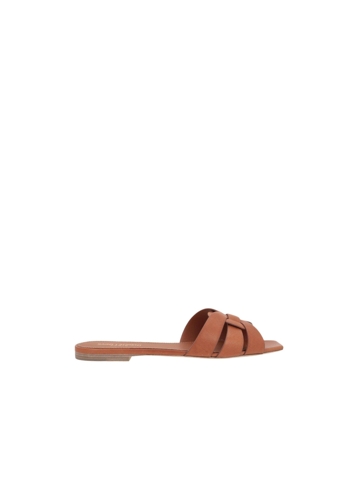 Tribute Smooth Leather Slide Sandals-SAINT LAURENT-JOHN JULIA