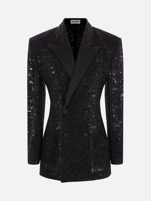 Tuxedo Jacket In Guipure Lace-SAINT LAURENT-JOHN JULIA