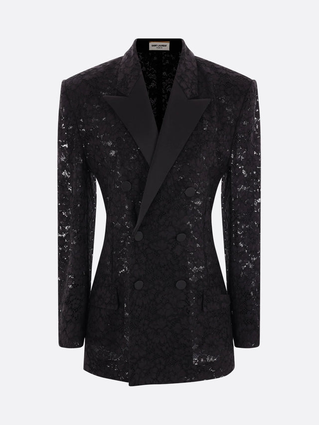 Tuxedo Jacket In Guipure Lace-SAINT LAURENT-JOHN JULIA