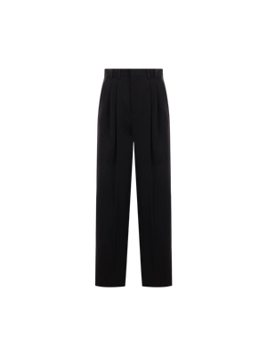 Wide-leg Grain De Poudre Trousers-SAINT LAURENT-JOHN JULIA