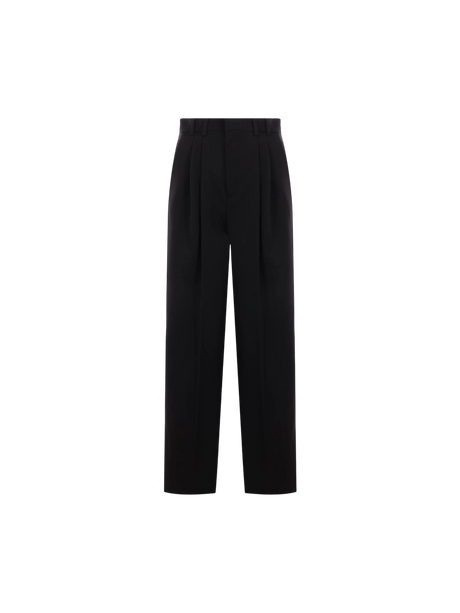 Wide-leg Grain De Poudre Trousers-SAINT LAURENT-JOHN JULIA