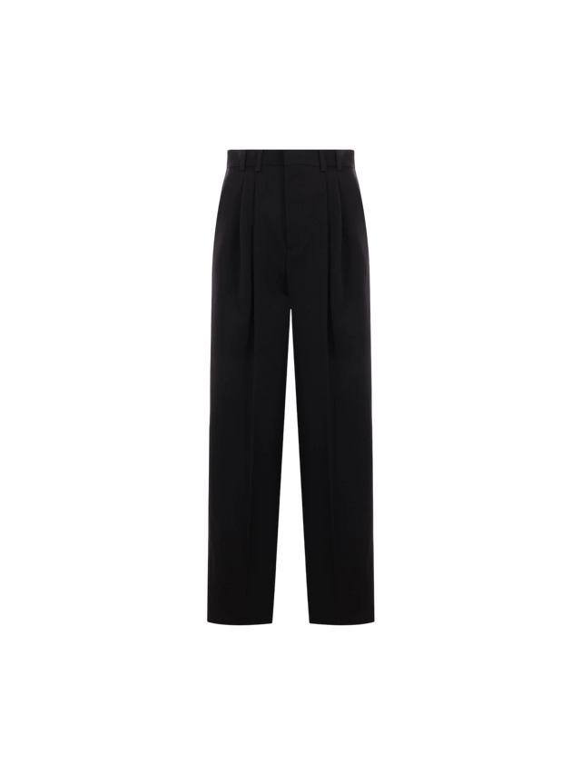 Wide-leg Grain De Poudre Trousers-SAINT LAURENT-JOHN JULIA