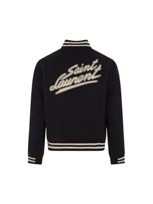 Wool Bomber Jacket-SAINT LAURENT-JOHN JULIA