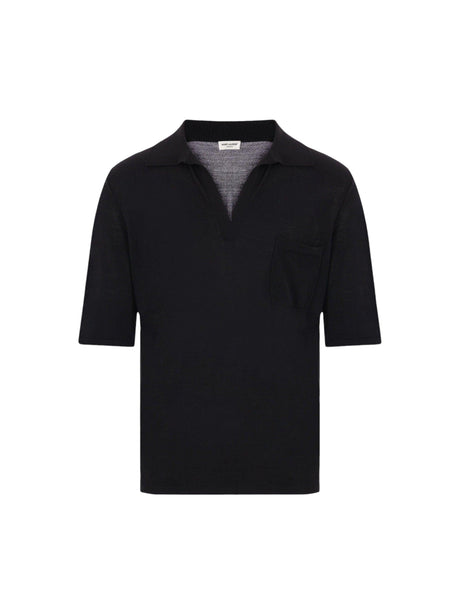 Wool Knit Polo Shirt-SAINT LAURENT-JOHN JULIA