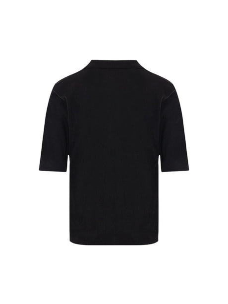 Wool Knit Polo Shirt-SAINT LAURENT-JOHN JULIA