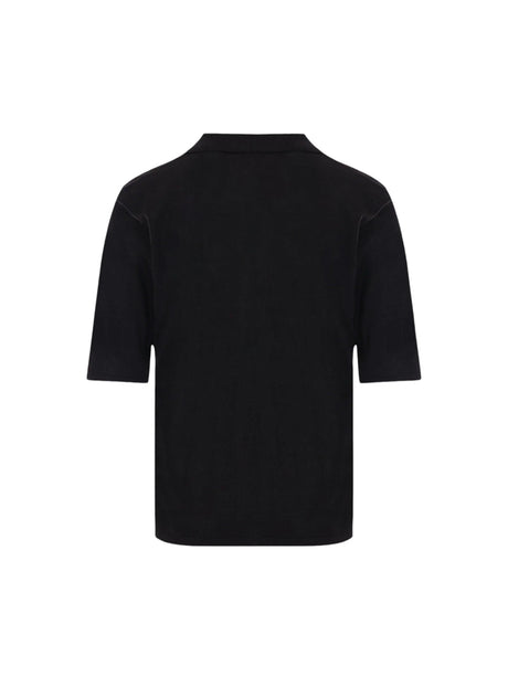 Wool Knit Polo Shirt-SAINT LAURENT-JOHN JULIA