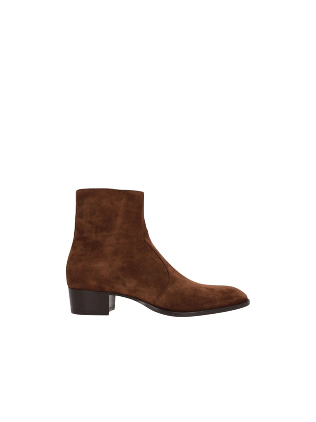 Wyatt Suede Ankle Boots-SAINT LAURENT-JOHN JULIA