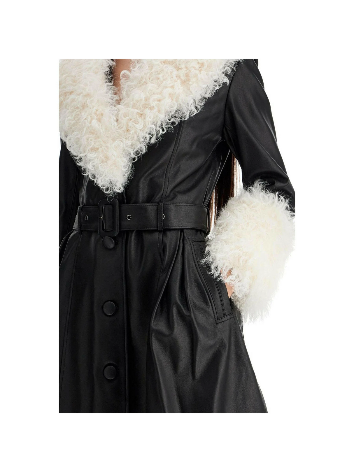 Foxy Leather And Shearling Long Coat.