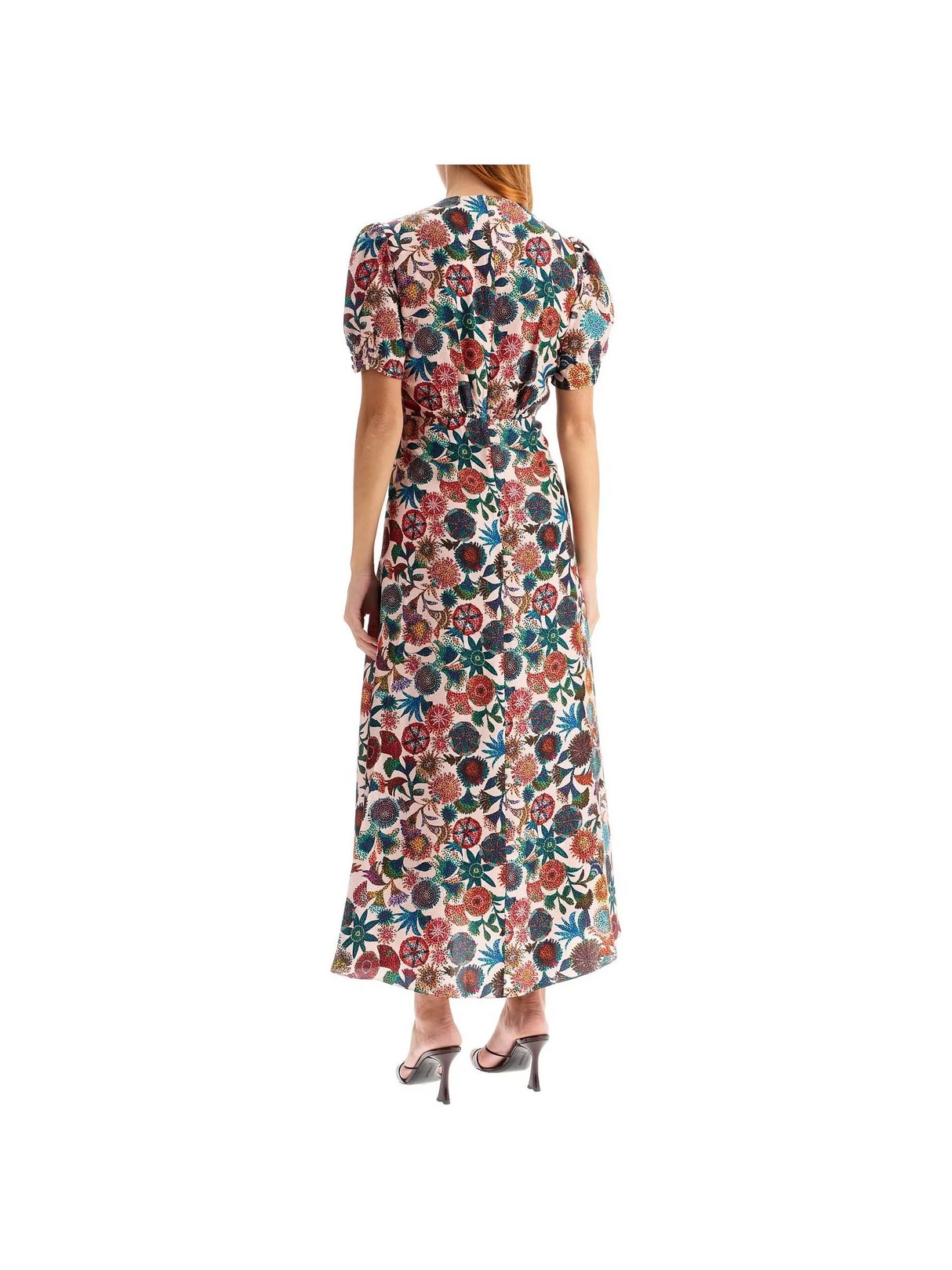 Lea Long Dress In Printed Silk