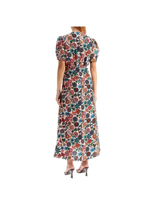 Lea Long Dress In Printed Silk