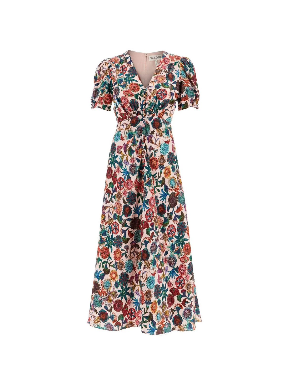 Lea Long Dress In Printed Silk