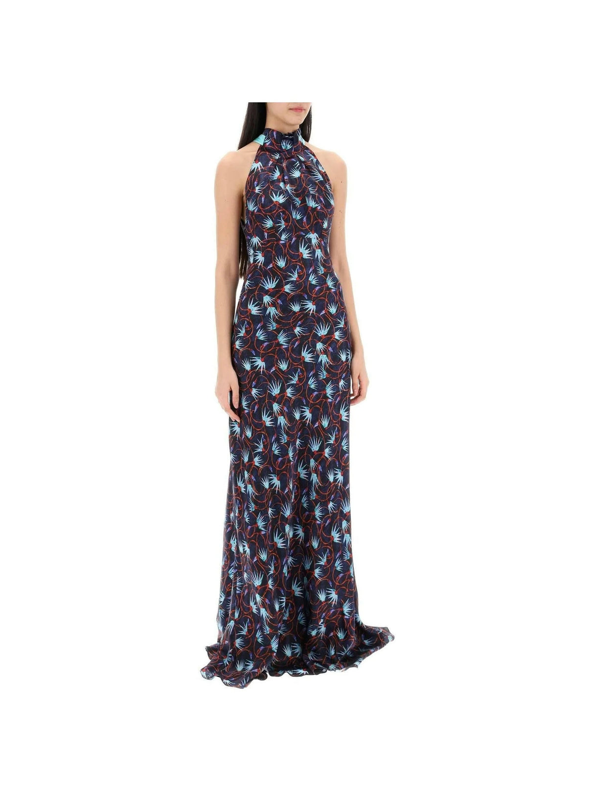 SALONI-Michelle Floral Silk Print Maxi Dress-JOHN JULIA