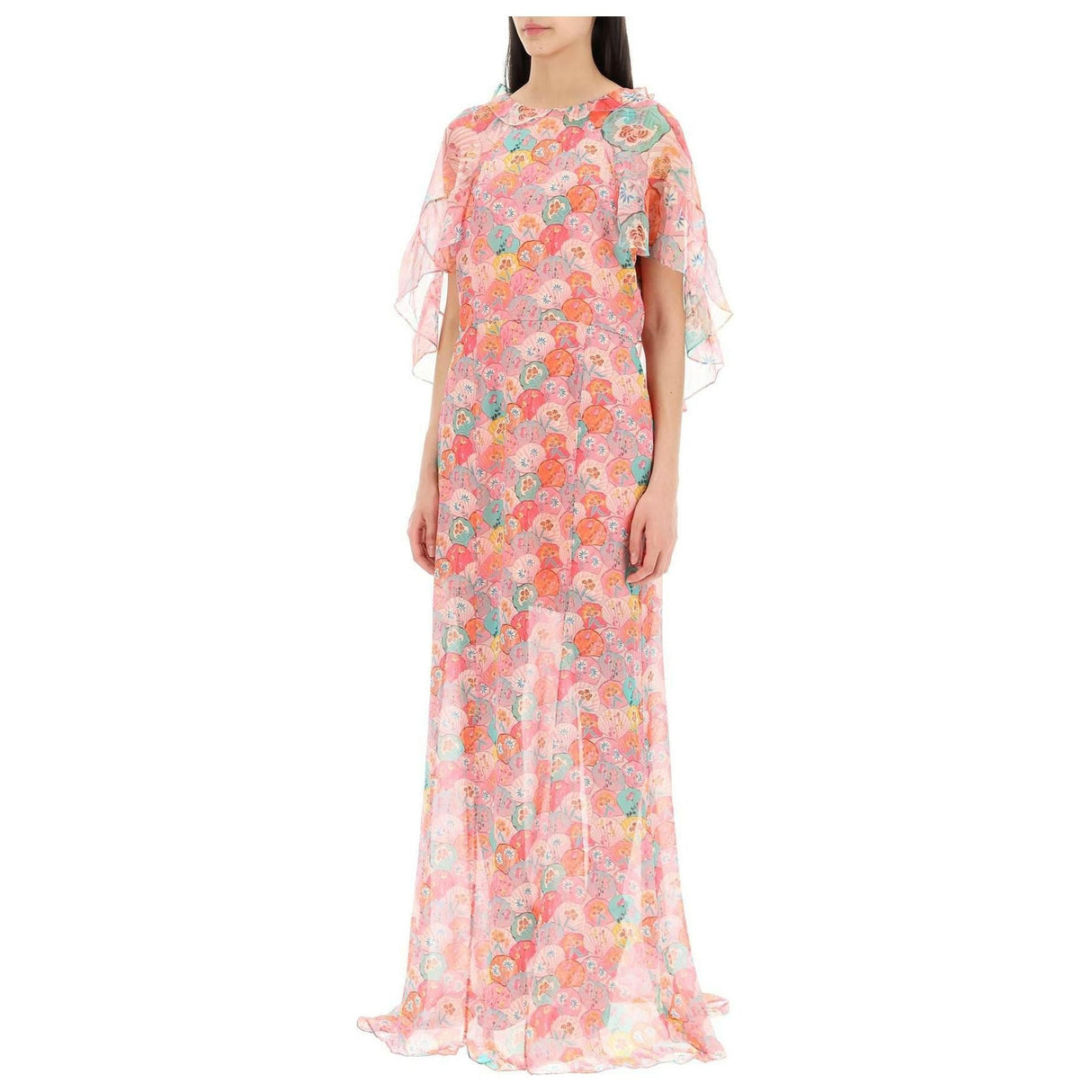 Natalia Silk Georgette Maxi Dress in Atlantis Fuchsia SALONI JOHN JULIA.