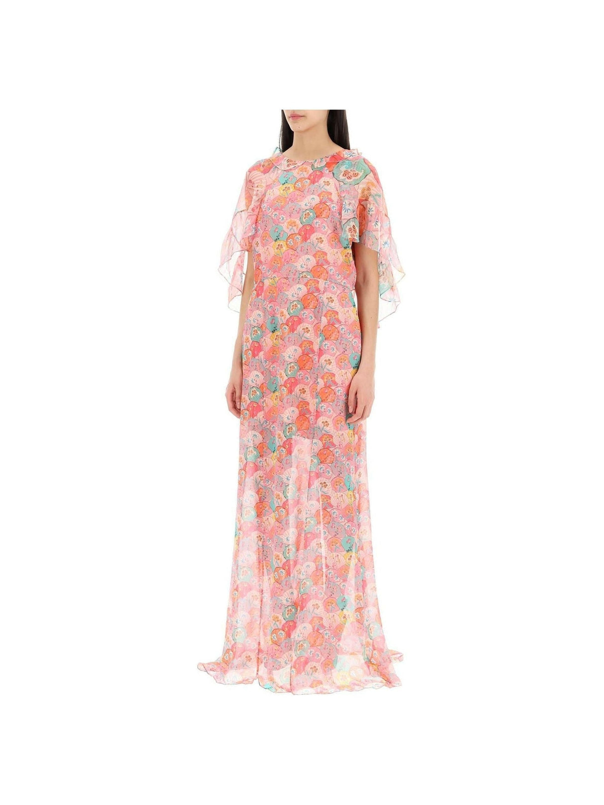 Natalia Silk Georgette Maxi Dress in Atlantis Fuchsia SALONI JOHN JULIA.