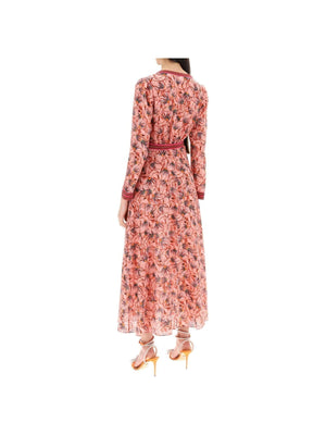 Pink Lea Button-Front Silk Crepe de Chine Long Dress SALONI JOHN JULIA.