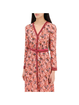 Pink Lea Button-Front Silk Crepe de Chine Long Dress SALONI JOHN JULIA.