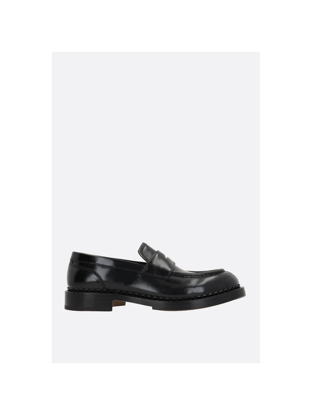 SANTONI-Shiny Leather Loafers-JOHN JULIA