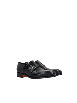 Shiny Leather Monk-strap Shoes-SANTONI-JOHN JULIA