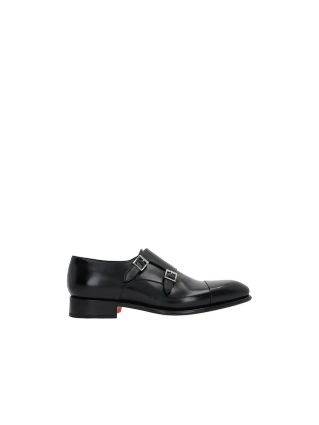 Shiny Leather Monk-strap Shoes-SANTONI-JOHN JULIA