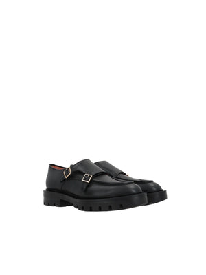 Smooth Leather Monk Strap Shoes-SANTONI-JOHN JULIA