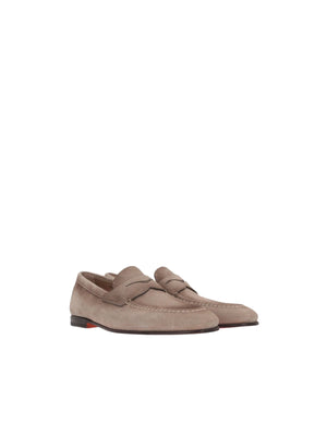 Vintage-Effect Suede Loafers-Santoni-JOHN JULIA