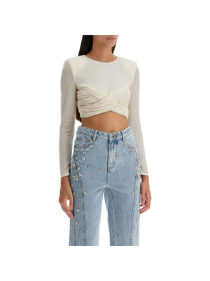 Beaded Mesh Crop Top SELF-PORTRAIT