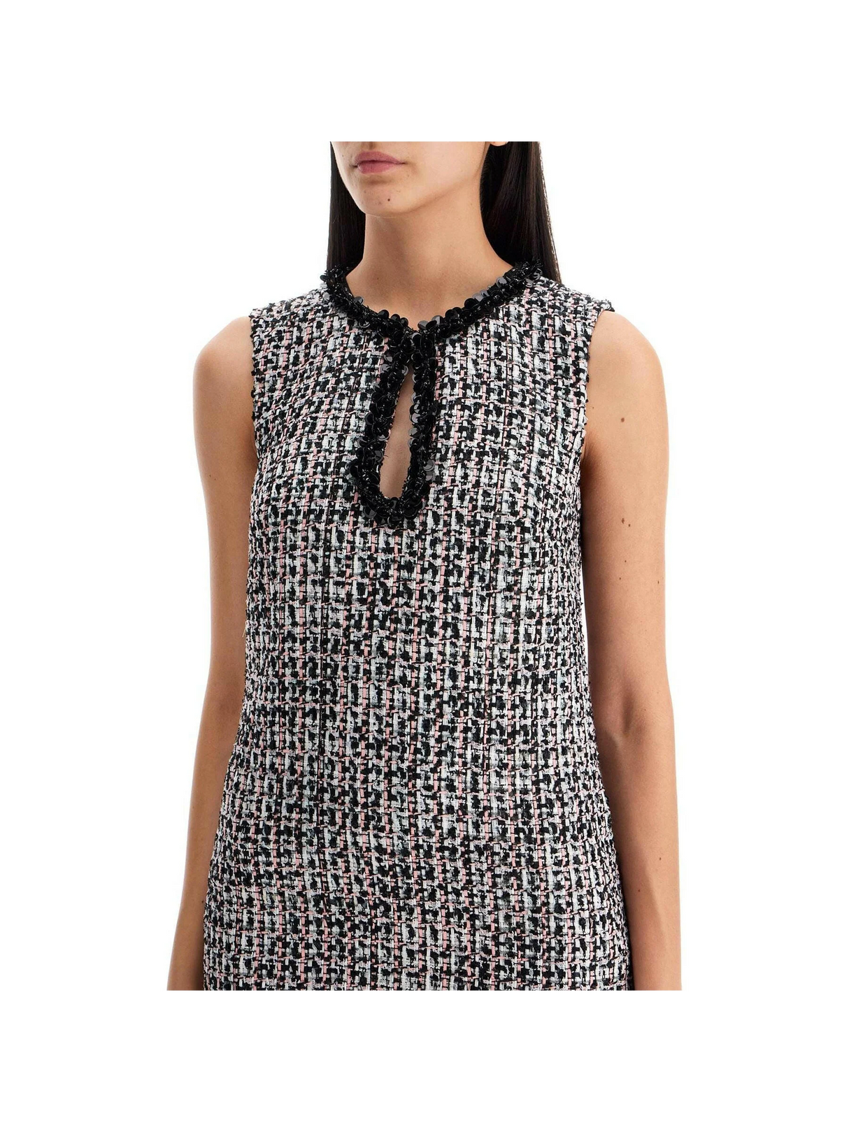 Bouclé Keyhole Cut Mini Dress.