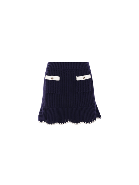 SELF-PORTRAIT-Contrast Trim Crochet Miniskirt-JOHN JULIA