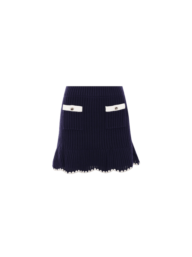 SELF-PORTRAIT-Contrast Trim Crochet Miniskirt-JOHN JULIA