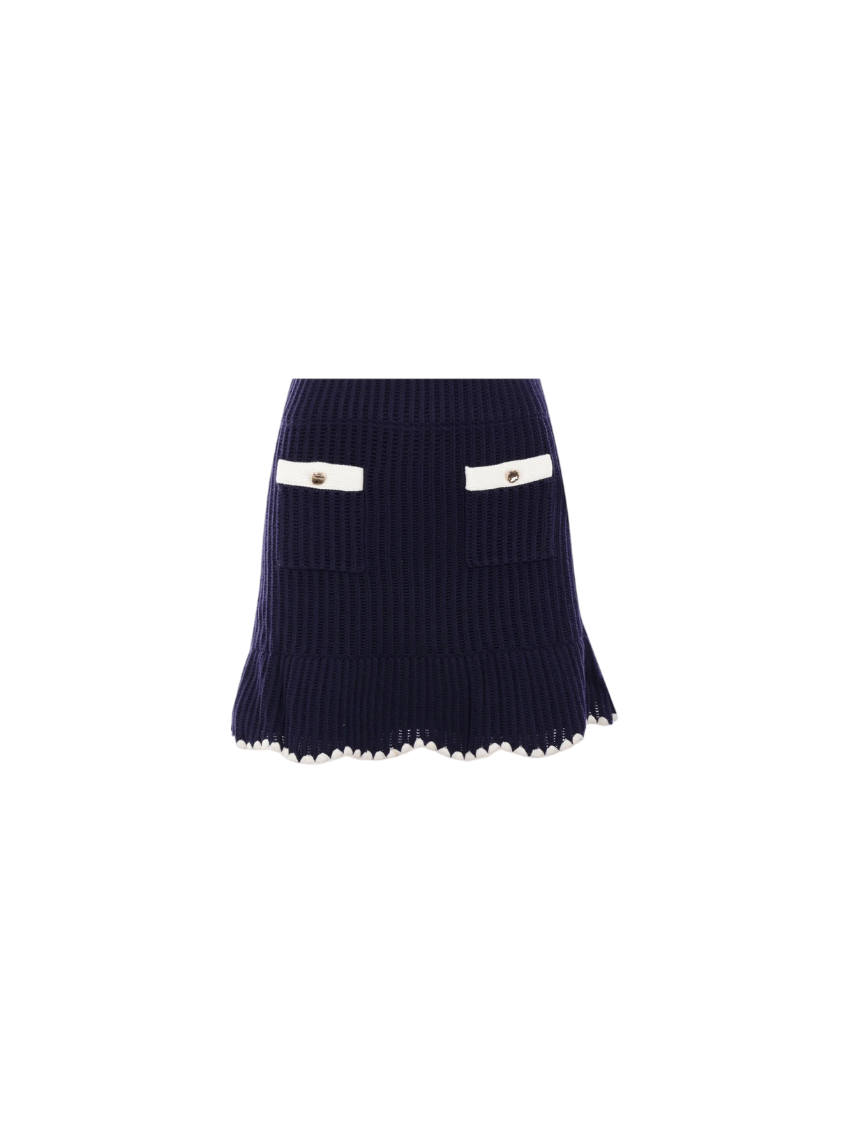 SELF-PORTRAIT-Contrast Trim Crochet Miniskirt-JOHN JULIA