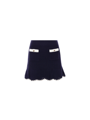 SELF-PORTRAIT-Contrast Trim Crochet Miniskirt-JOHN JULIA