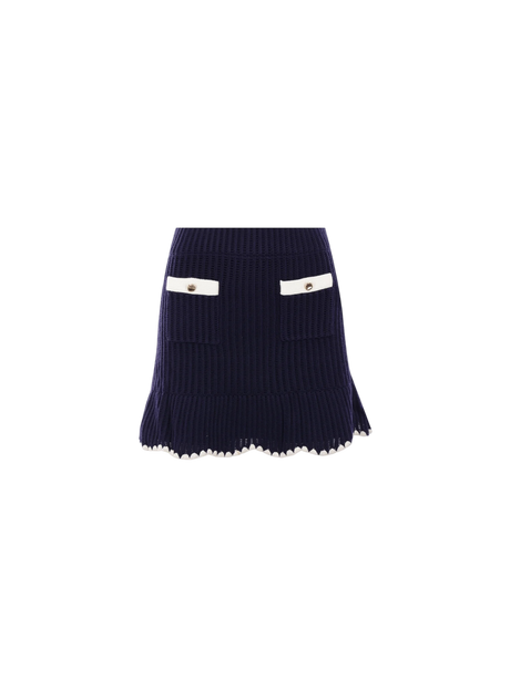 SELF-PORTRAIT-Contrast Trim Crochet Miniskirt-JOHN JULIA