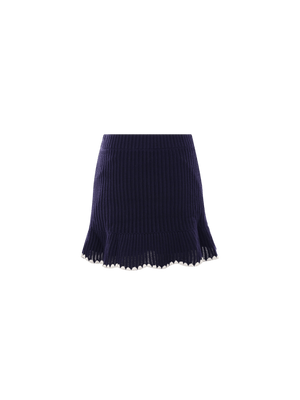 SELF-PORTRAIT-Contrast Trim Crochet Miniskirt-JOHN JULIA