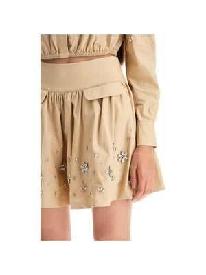 Cotton Embellished Mini Skirt.