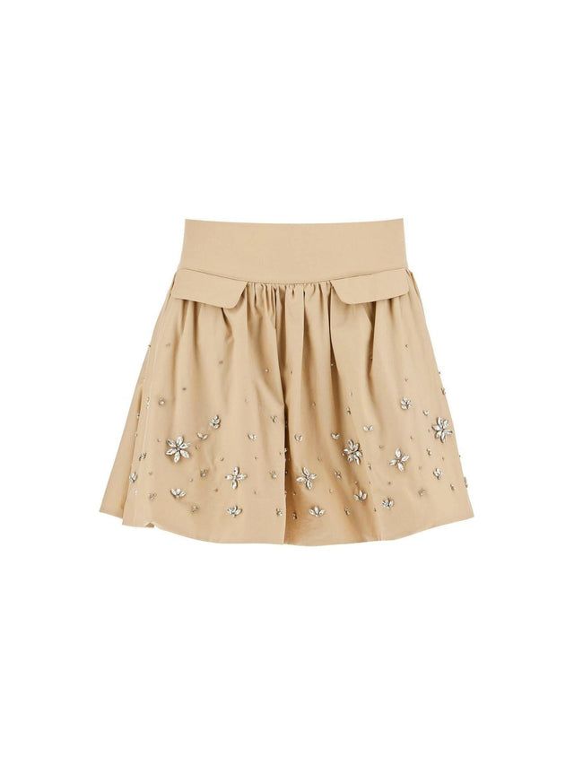 Cotton Embellished Mini Skirt.