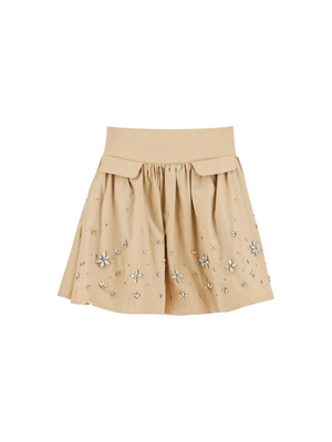 Cotton Embellished Mini Skirt.