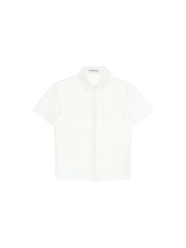 SELF-PORTRAIT-Cotton Embroidery Button-Down Top-JOHN JULIA