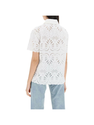 SELF-PORTRAIT-Cotton Embroidery Button-Down Top-JOHN JULIA