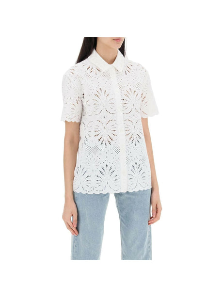 SELF-PORTRAIT-Cotton Embroidery Button-Down Top-JOHN JULIA