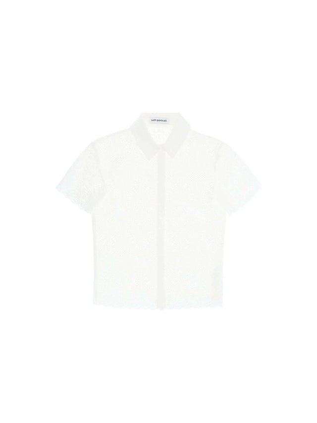 SELF-PORTRAIT-Cotton Embroidery Button-Down Top-JOHN JULIA