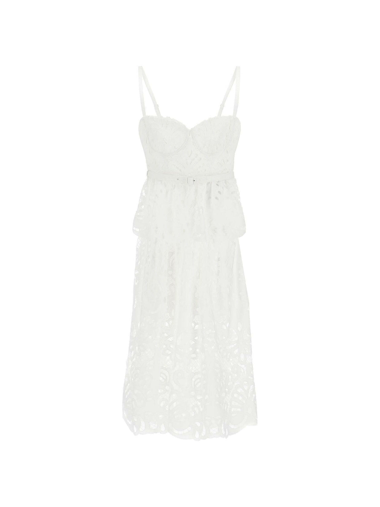 Cotton Tiered Lace Midi Dress.