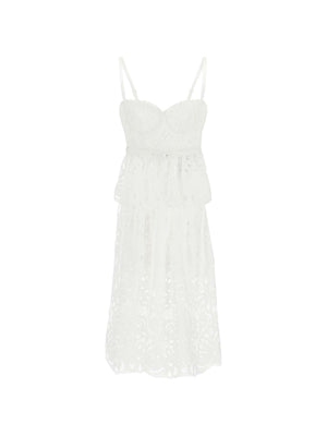 Cotton Tiered Lace Midi Dress.