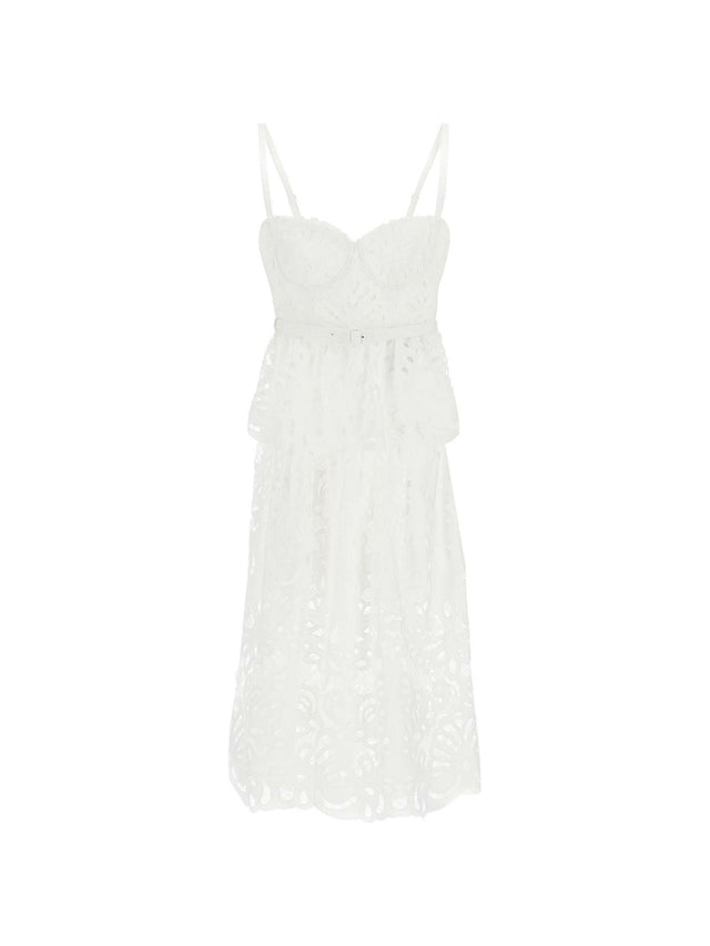 Cotton Tiered Lace Midi Dress.