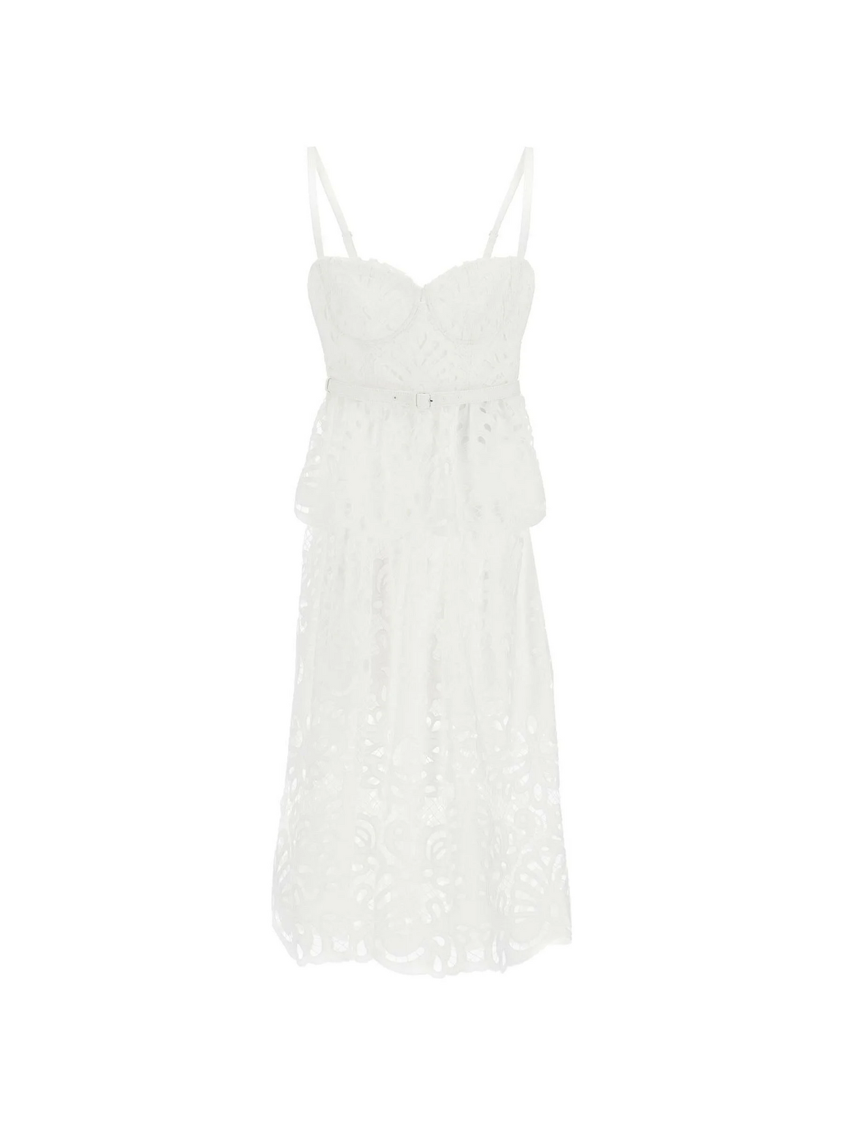 Cotton Tiered Lace Midi Dress.