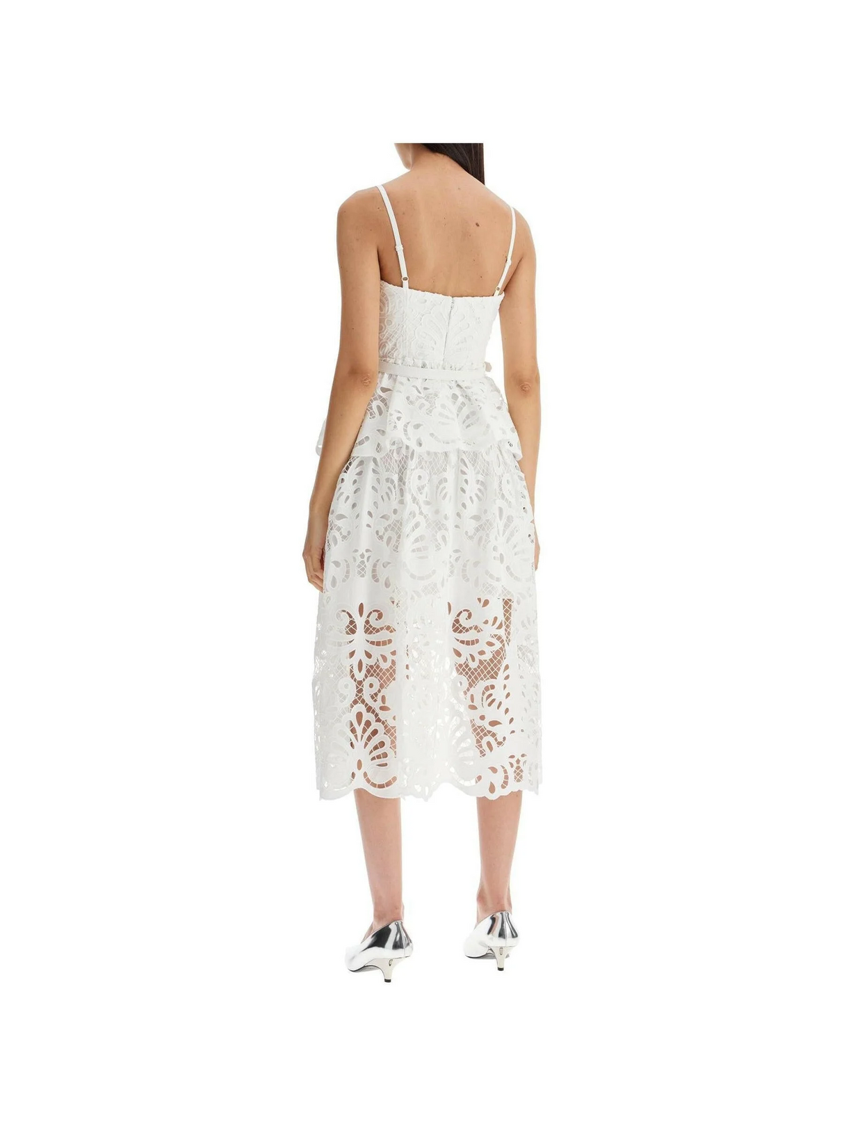 Cotton Tiered Lace Midi Dress.