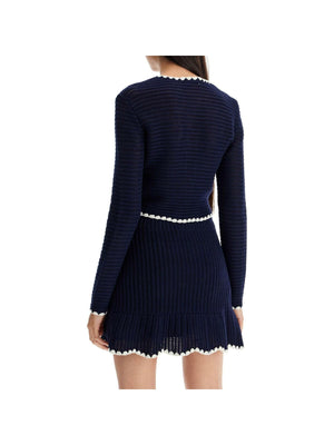 SELF-PORTRAIT-Crotchet Contrast Trim Cardigan-JOHN JULIA